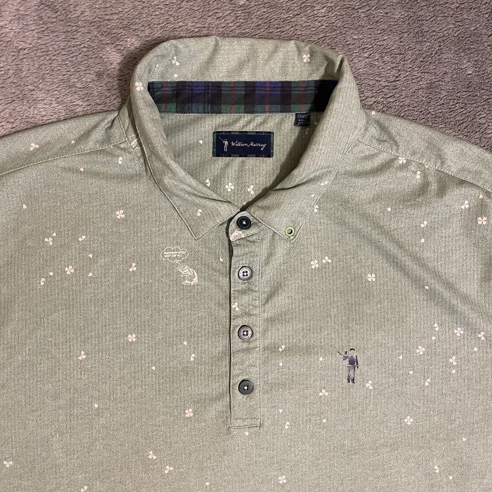William Murray Polo Shirt Four-leaf Clover Bunny Performance Golf Men's XL